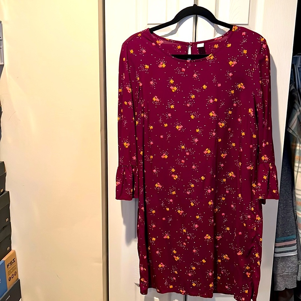 Size Large Burgundy Flower Old Navy Dress